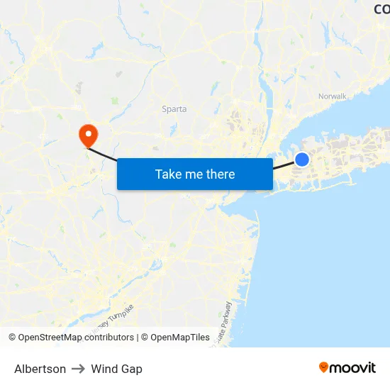 Albertson to Wind Gap map
