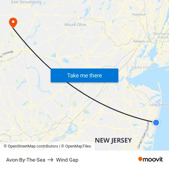 Avon-By-The-Sea to Wind Gap map