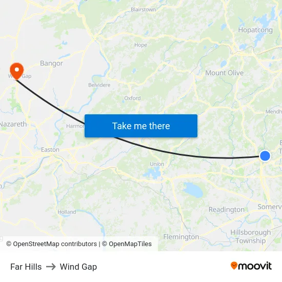 Far Hills to Wind Gap map