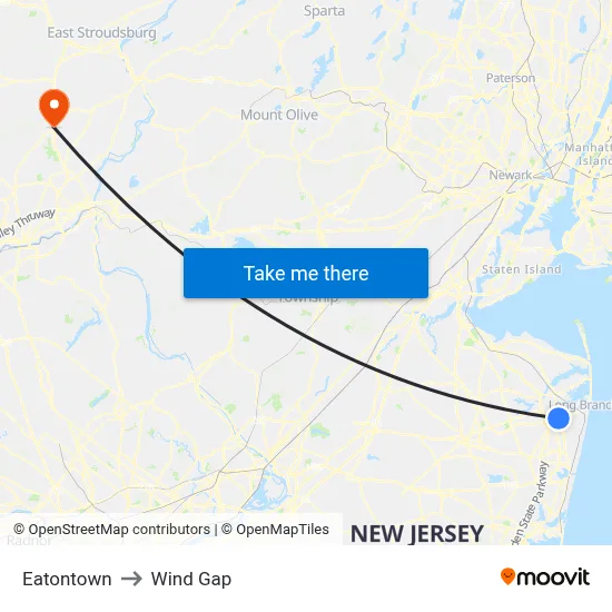 Eatontown to Wind Gap map
