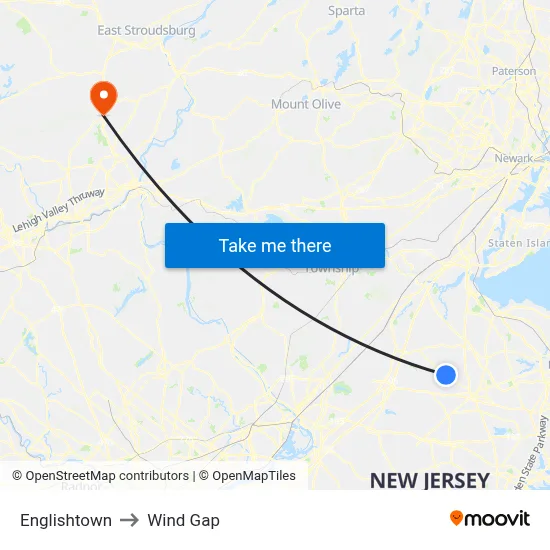 Englishtown to Wind Gap map