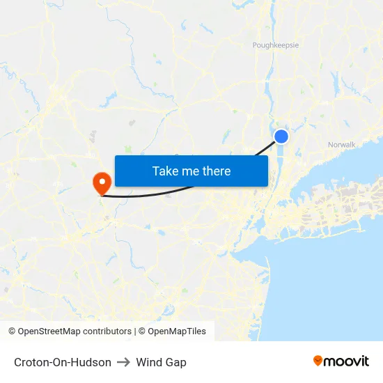 Croton-On-Hudson to Wind Gap map