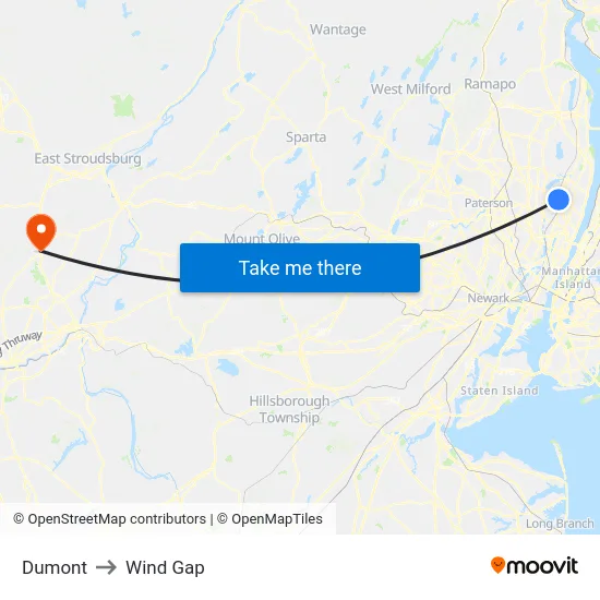 Dumont to Wind Gap map