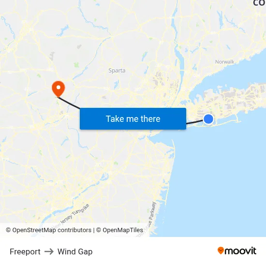 Freeport to Wind Gap map