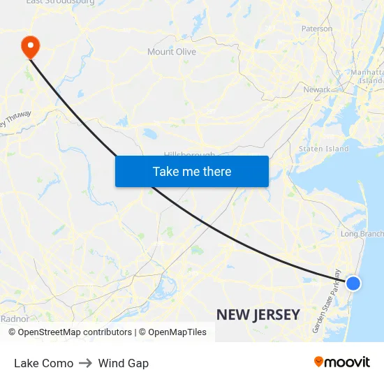 Lake Como to Wind Gap map