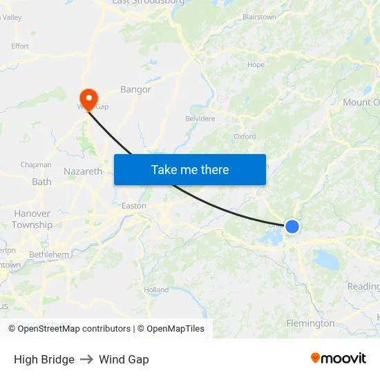 High Bridge to Wind Gap map