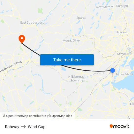 Rahway to Wind Gap map