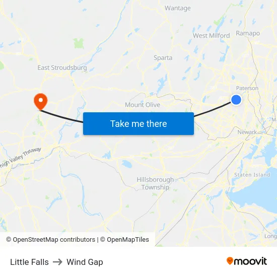 Little Falls to Wind Gap map