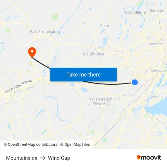 Mountainside to Wind Gap map