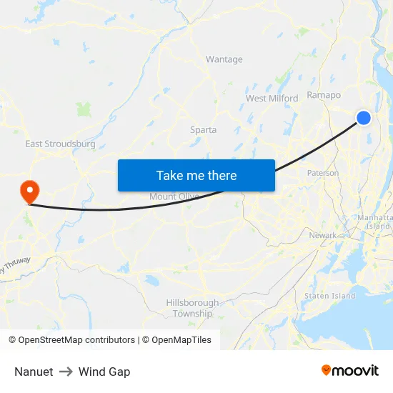 Nanuet to Wind Gap map