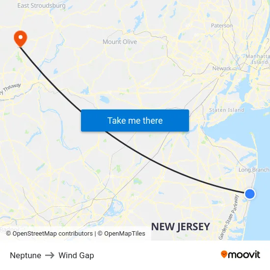 Neptune to Wind Gap map