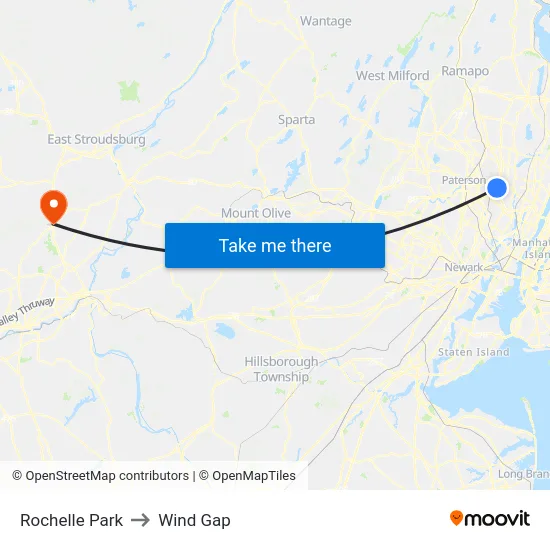Rochelle Park to Wind Gap map