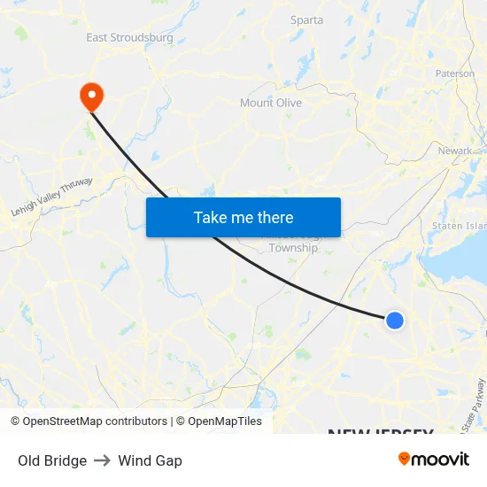 Old Bridge to Wind Gap map