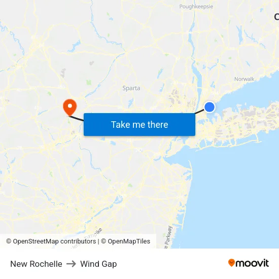 New Rochelle to Wind Gap map