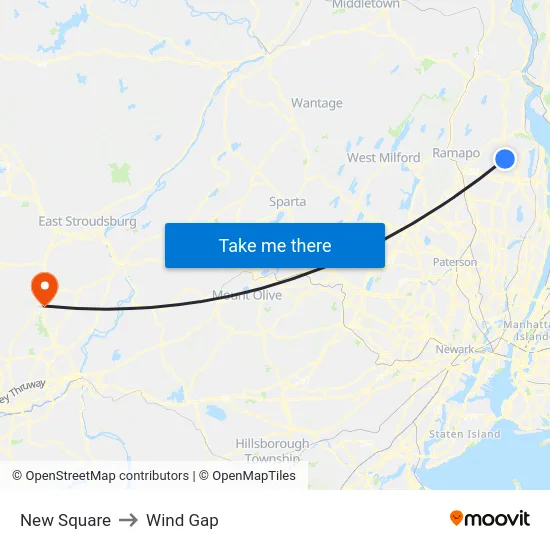 New Square to Wind Gap map