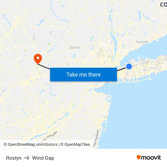 Roslyn to Wind Gap map