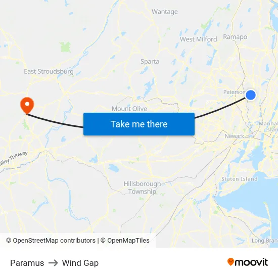 Paramus to Wind Gap map