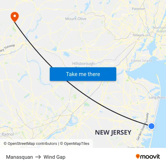Manasquan to Wind Gap map