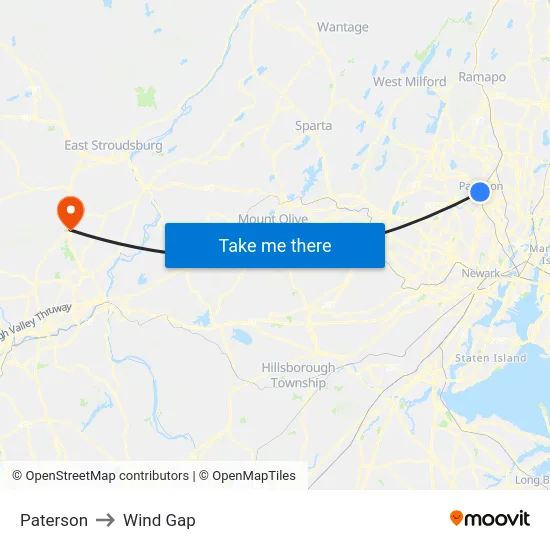 Paterson to Wind Gap map