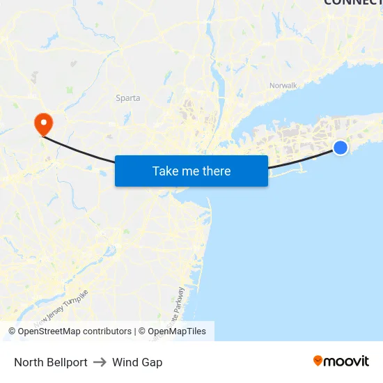 North Bellport to Wind Gap map