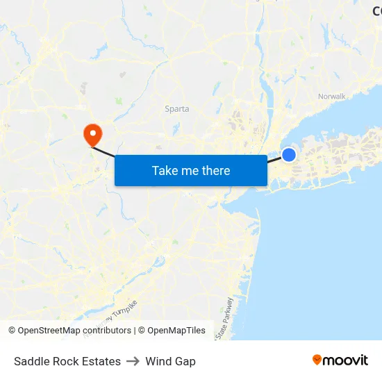 Saddle Rock Estates to Wind Gap map