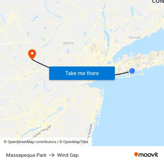 Massapequa Park to Wind Gap map
