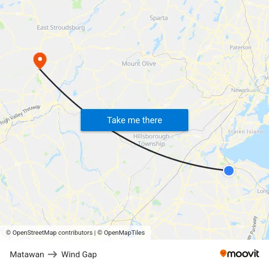 Matawan to Wind Gap map