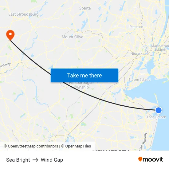 Sea Bright to Wind Gap map