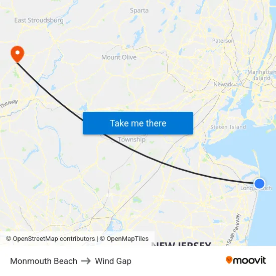 Monmouth Beach to Wind Gap map
