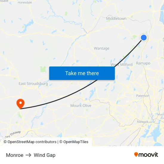 Monroe to Wind Gap map