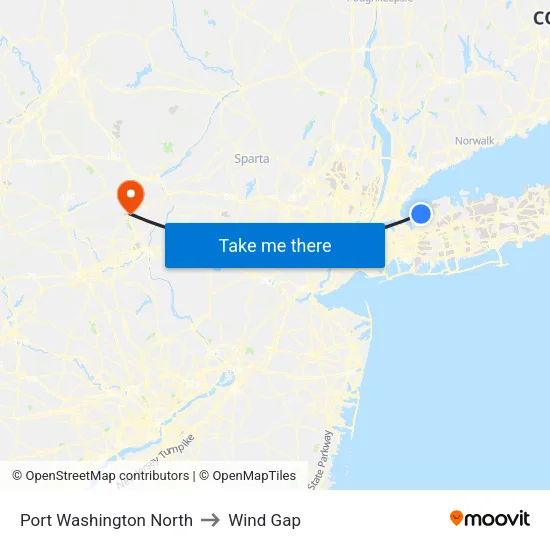 Port Washington North to Wind Gap map