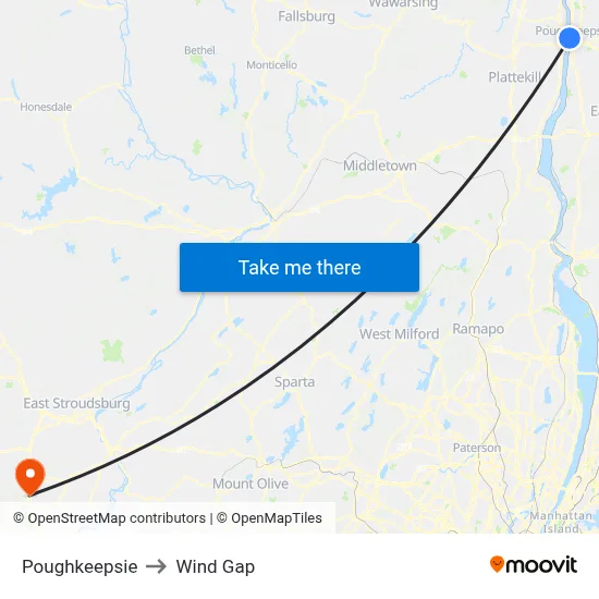 Poughkeepsie to Wind Gap map