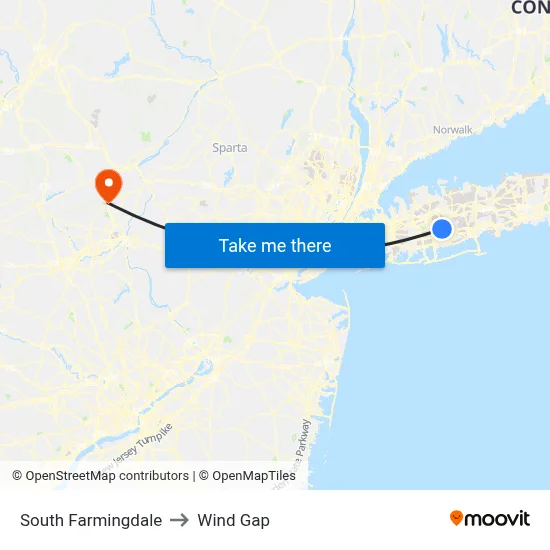 South Farmingdale to Wind Gap map