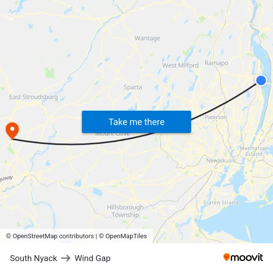 South Nyack to Wind Gap map