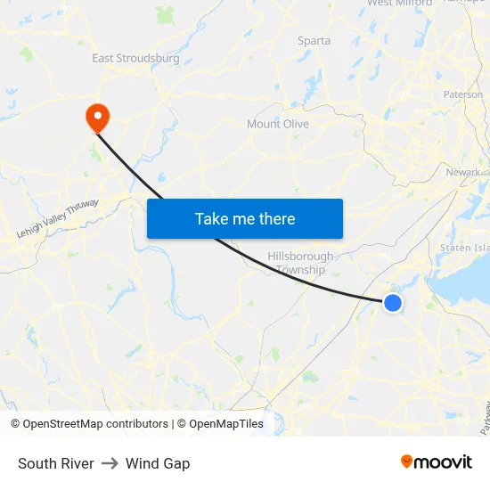 South River to Wind Gap map