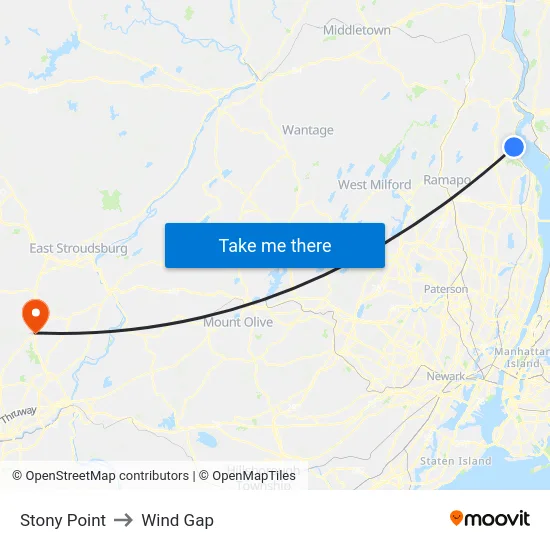Stony Point to Wind Gap map