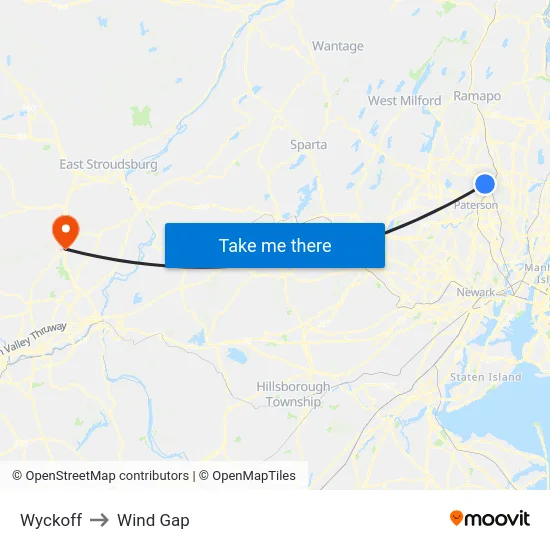 Wyckoff to Wind Gap map