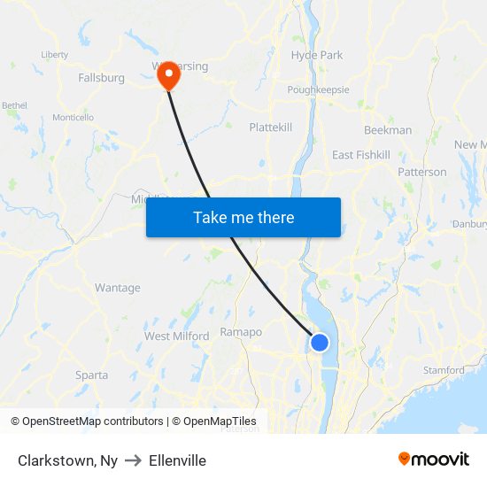 Clarkstown, Ny to Ellenville map