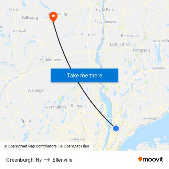 Greenburgh, Ny to Ellenville map
