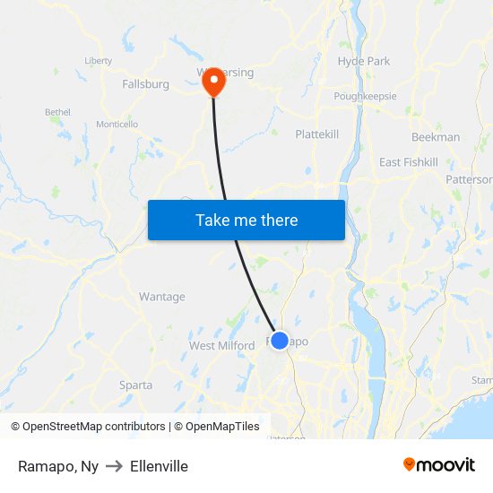 Ramapo, Ny to Ellenville map