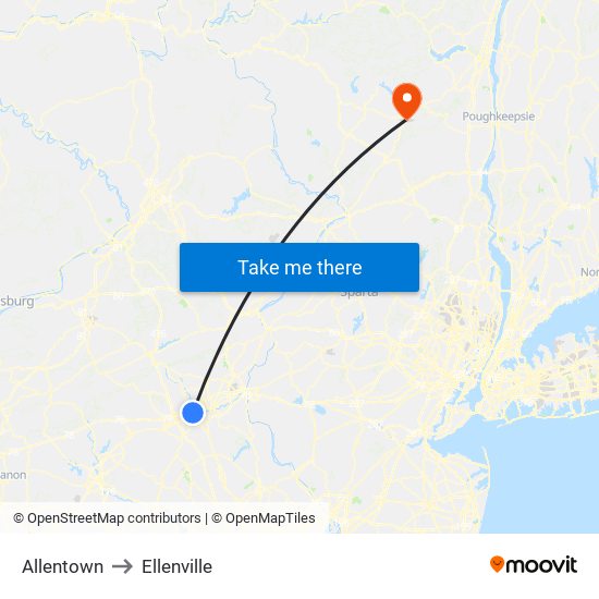 Allentown to Ellenville map