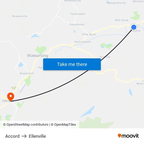 Accord to Ellenville map