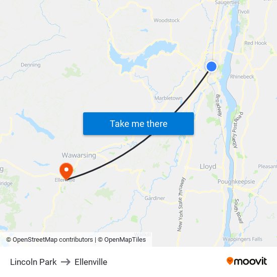 Lincoln Park to Ellenville map