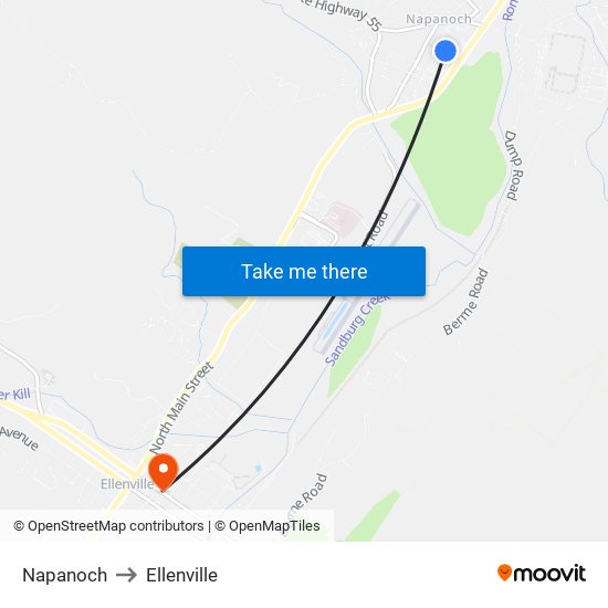 Napanoch to Ellenville map