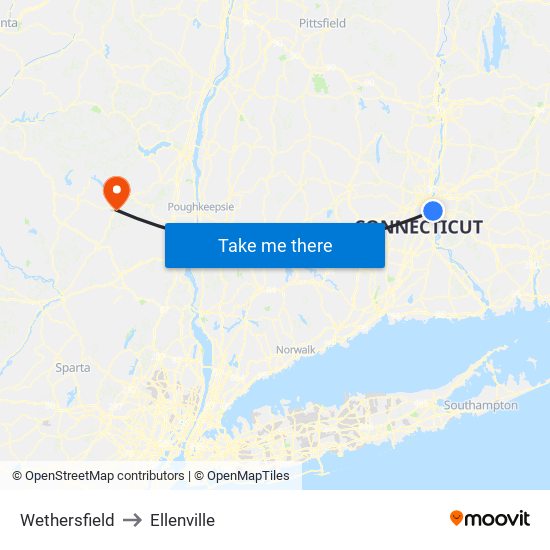 Wethersfield to Ellenville map