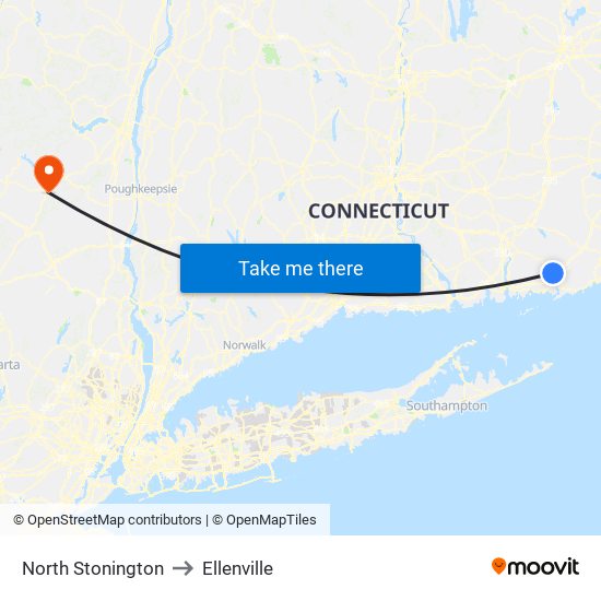 North Stonington to Ellenville map