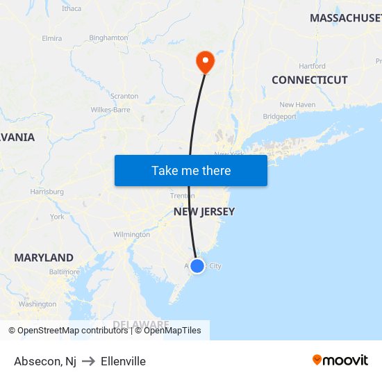 Absecon, Nj to Ellenville map