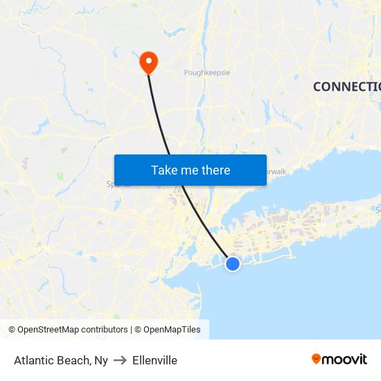 Atlantic Beach, Ny to Ellenville map