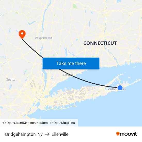 Bridgehampton, Ny to Ellenville map