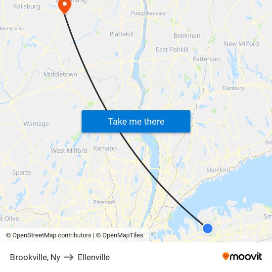 Brookville, Ny to Ellenville map